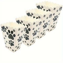 6pcs Dog Paw Print Popcorn Bags & Paper Buckets Movie Theater Decor