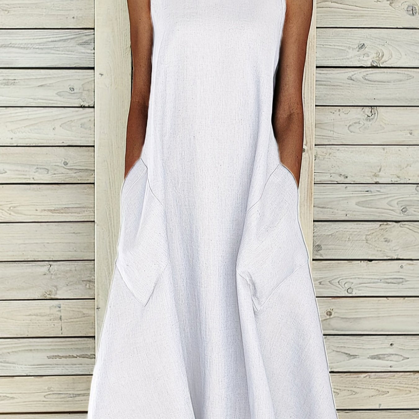  Solid Tank Dress with Pockets