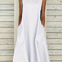  Solid Tank Dress with Pockets
