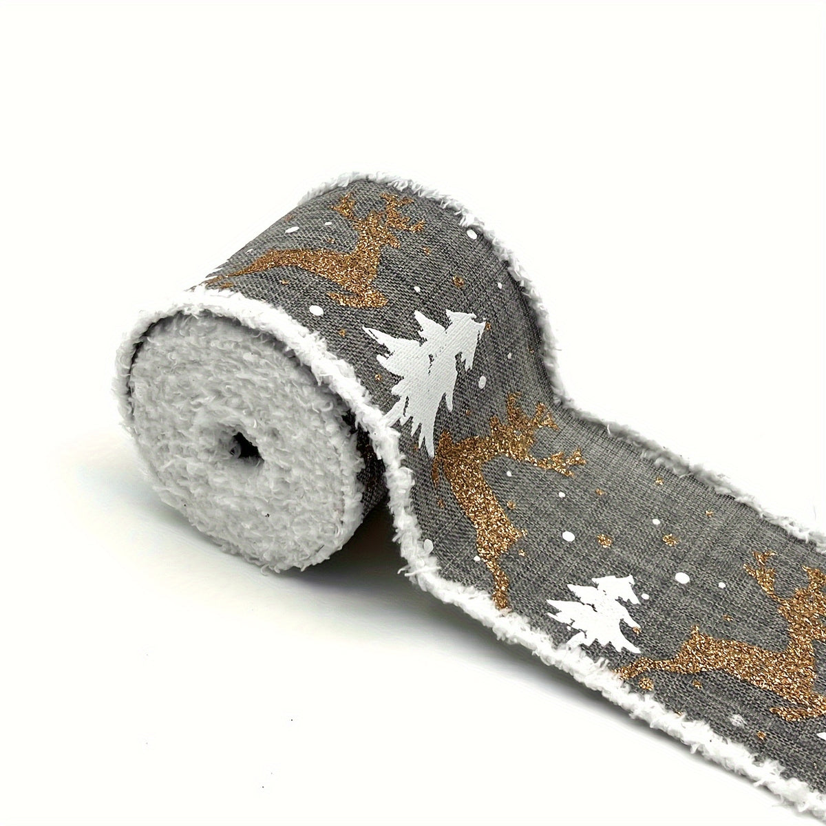 4 57 Meter Christmas Tree Elk And Botanical Pattern Wired Ribbon