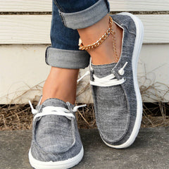 Women's Graphite Boat Shoes Lace Up Slip on Lightweight Casual Walking Shoes