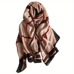 Striped Satin Scarf Shawl Silk Head Wrap Sunscreen Towel
