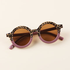Kids Colorblock Round Frame Sunglasses with Case