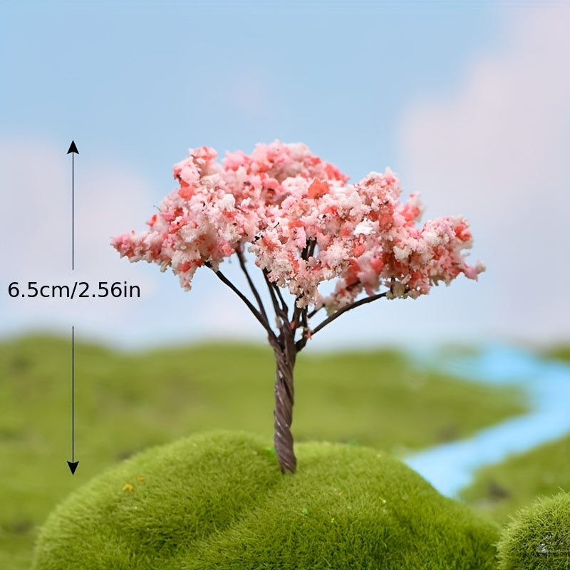 4pcs Garden Decor Micro Landscape Tree Silk Flower Ornaments