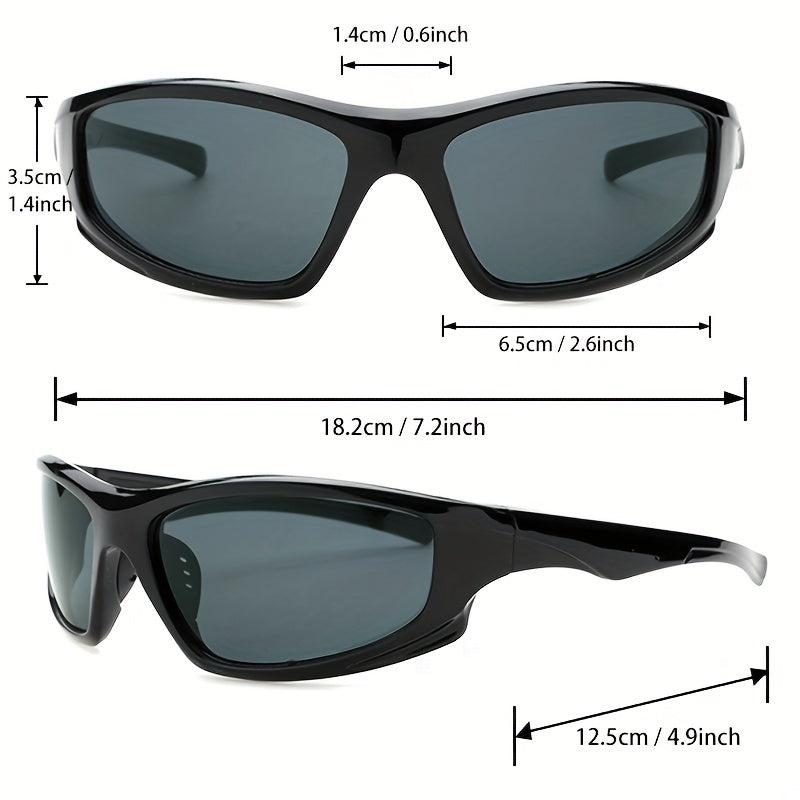 Y2K Wrap Around Sports Sunglasses UV400 Sun Shades with Strap
