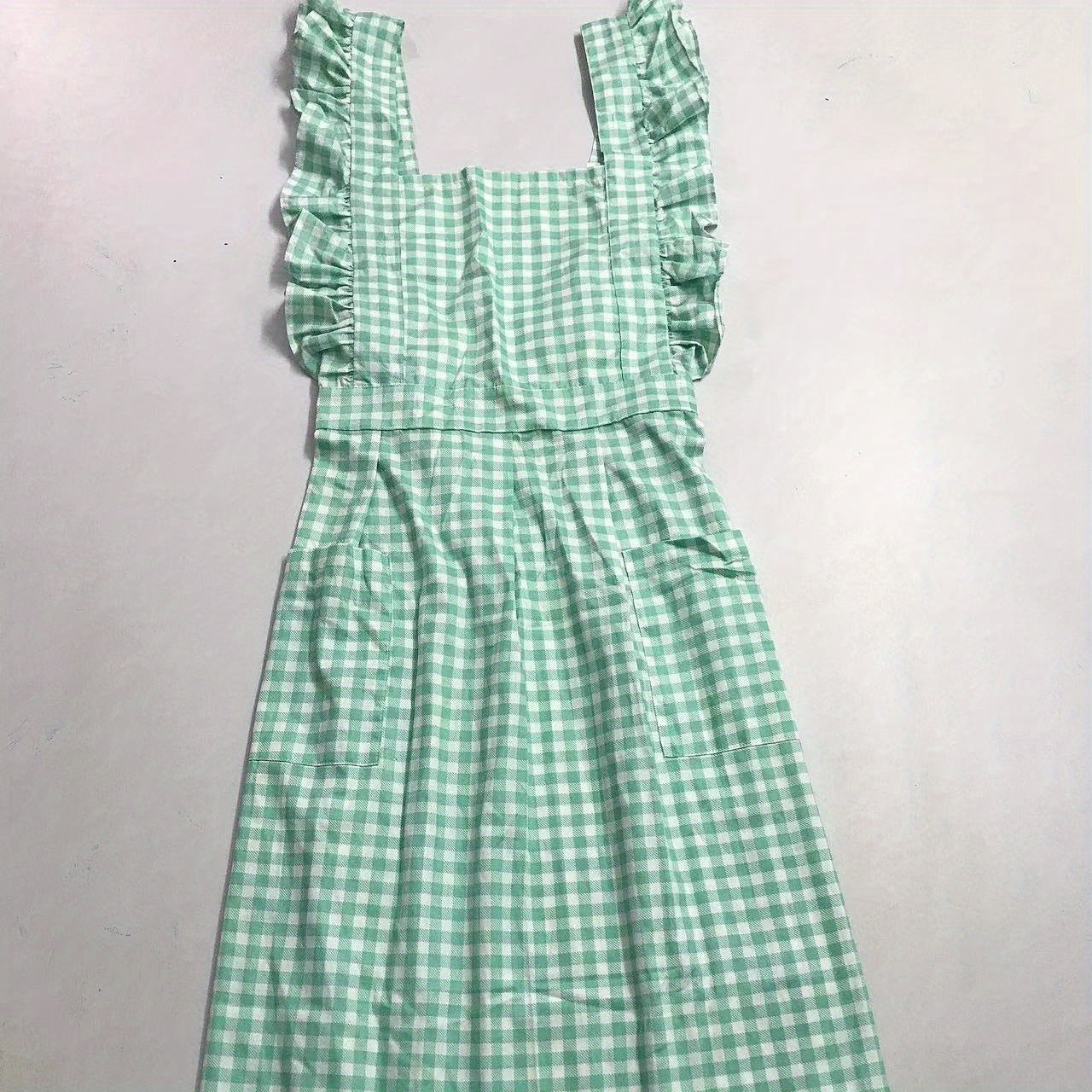 Ruffled Linen Apron X Back Apron with Pockets
