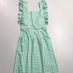 Ruffled Linen Apron X Back Apron with Pockets