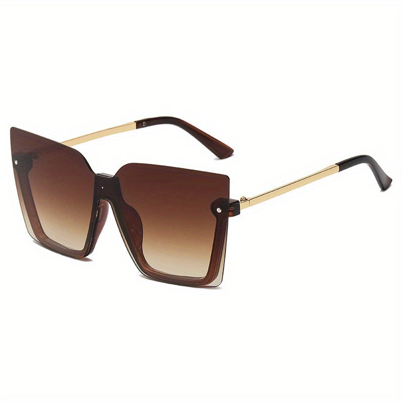 Y2K Semi Rimless Sunglasses Rivet Large UV400 Sun Shades