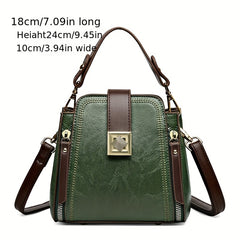 Stylish PU Leather Shoulder Bag Top Handle Zipper Crossbody Bag