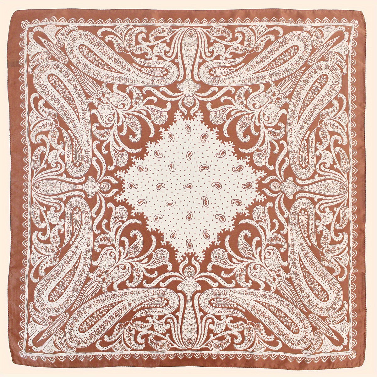 Boho Paisley Printed Square Scarf Silk Feeling Headscarf 70x70cm