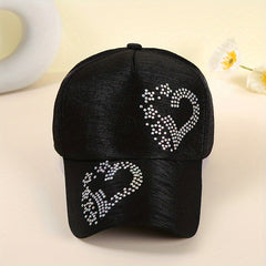Rhinestone Heart Baseball Cap Sun Hat Lightweight Golf Dad Hats For Women