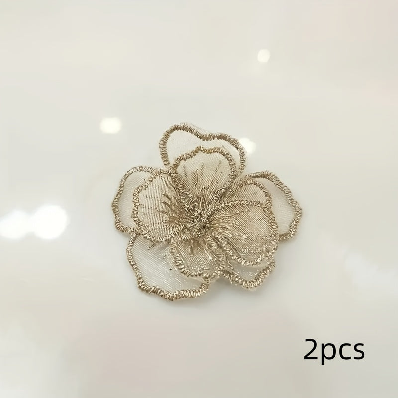 2pcs Lace Flower Patches DIY Appliques Clothing Dress Home Decor