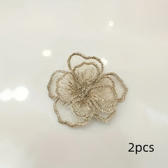 2pcs Lace Flower Patches DIY Appliques Clothing Dress Home Decor