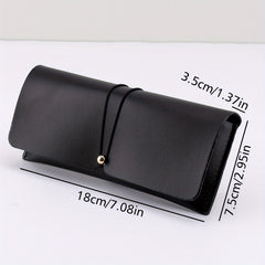Solid PU Leather Sunglasses Storage Case Pouch Portable Eyewear Container
