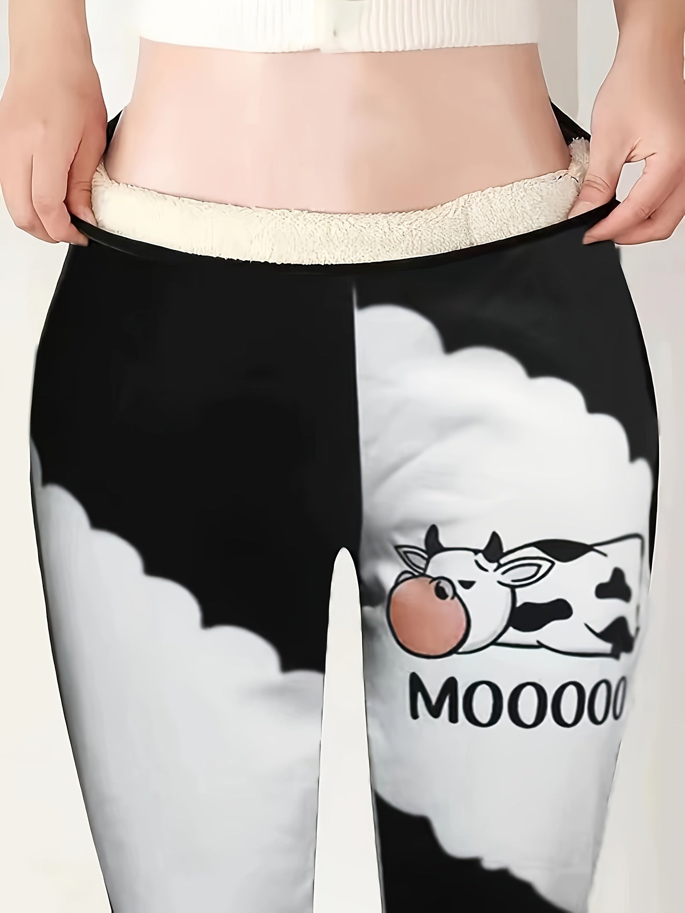  Colorblock Cow Fleece Legging