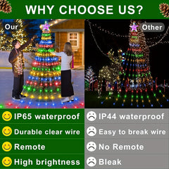 LED Waterfall Christmas Tree Lights 8 Modes Indoor/Outdoor String Lights