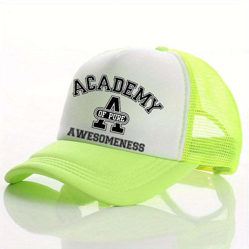 Summer Multicolor Hat Funny ACADEMY AWESOMENESS Letter Print Men's Peaked Cap