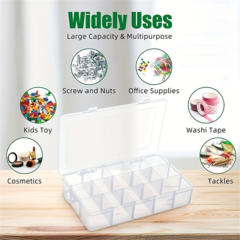 Clear Storage Box with Adjustable Dividers 15 Grids