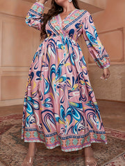 Floral Print Plus Size Long Sleeve Maxi Dress