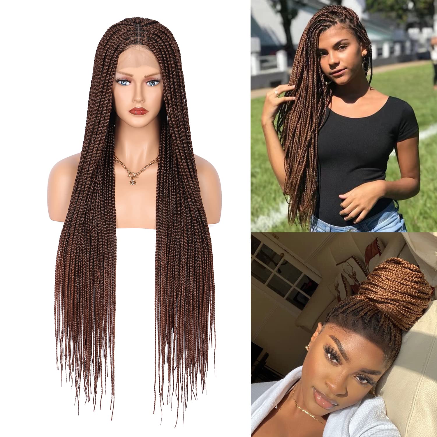44 Cm Lace Front Box Braided Wigs Knotless Cornrow Braids Wig