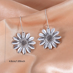Vintage 3D Sunflower Daisy Earrings for Men and Women