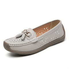 Women's Metal Hollow Loafers Slip-on Lightweight Casual Spring Shoes