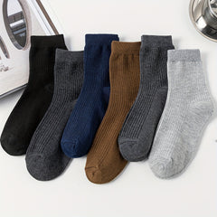 6 Pairs Women's Mid Tube Socks Solid Color Comfy & Breathable Stockings