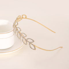 Golden Leaf Bridal Hairband Wedding Headpiece Crystal Headband