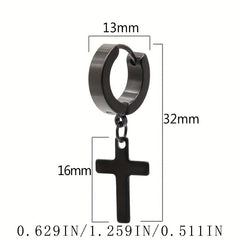 Stainless Steel Cross Drop Earrings