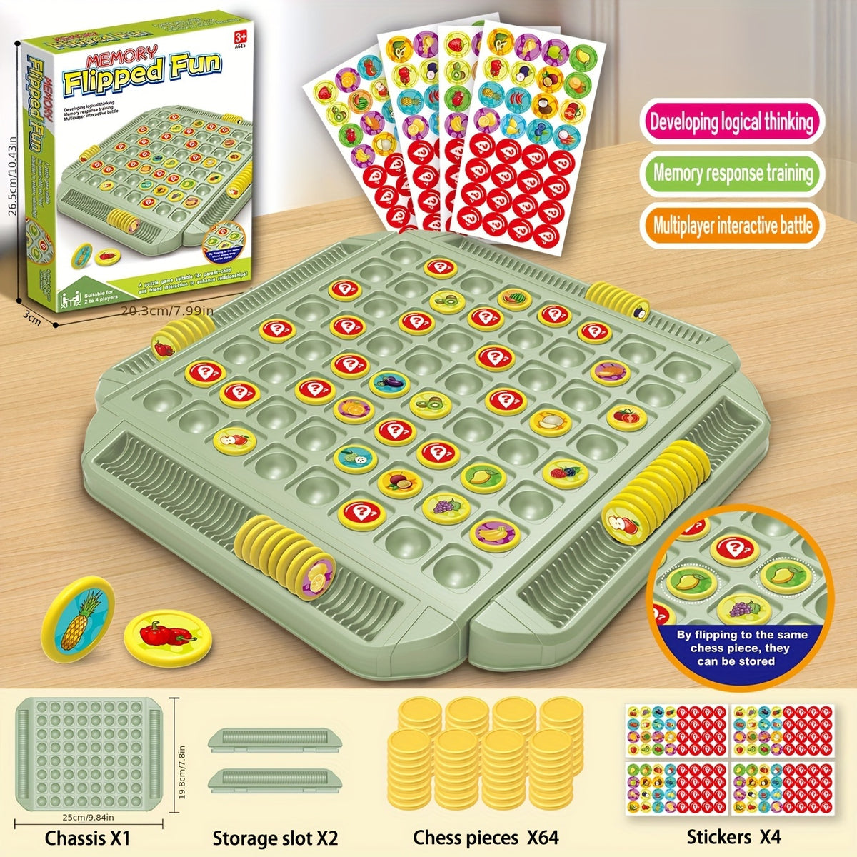 Colorful Fruit Memory Board Game Interactive Puzzle Toy with DIY Stickers