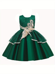 Girls Sleeveless Lace Flower Princess Dress