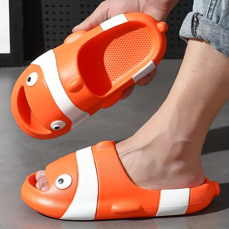 Summer Thick Sole 3D Cartoon Fish Men Slippers Home Indoor Beach Slides