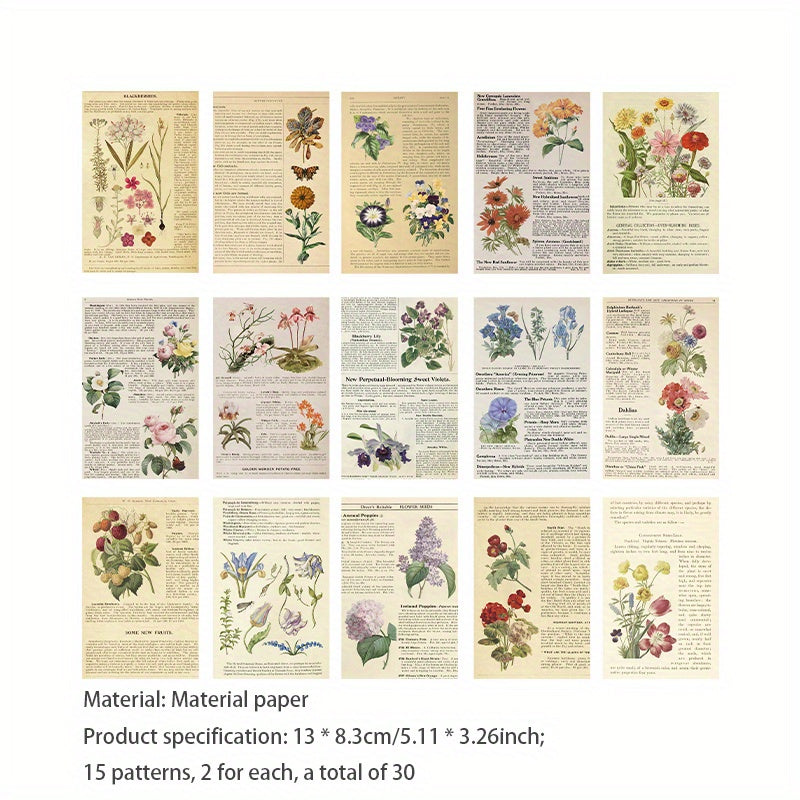 30PCS Dream Memories Series Material Pack Retro Artistic Material Paper