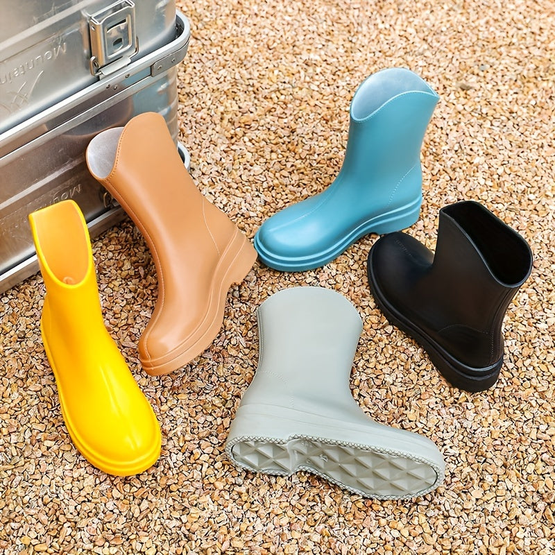 Women's Anti skid Rain Boots Slip On Waterproof Shoes