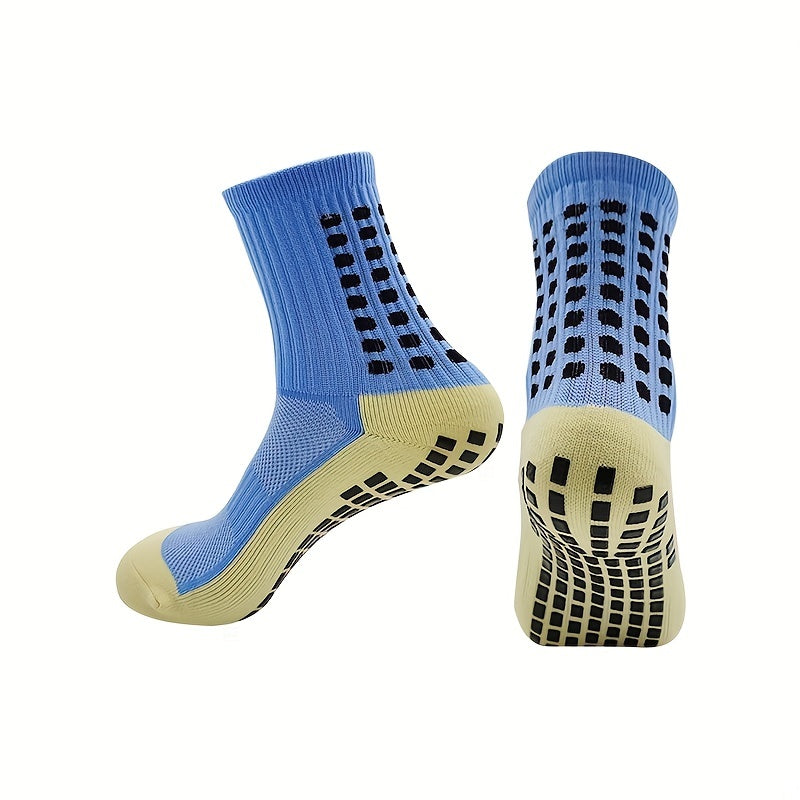 Anti Slip Silicone Mid Calf Athletic Socks For Football