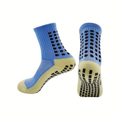 Anti Slip Silicone Mid Calf Athletic Socks For Football