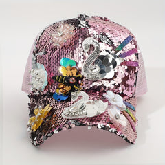 Rhinestone Sequin Baseball Cap Women's Sunshade Peaked Cap