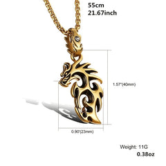 Punk Hollow Dragon Pendant Chain Necklace