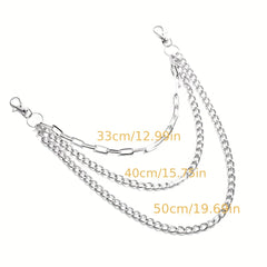Alloy Silver Grey Belt Hip hop Pants Waist Chain For Men