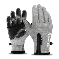 Winter Velvet Gloves With Zipper Waterproof Windproof Touch Screen