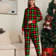 Plaid Print Christmas Pajama Set Long Sleeve Top & Pants Women's Sleepwear