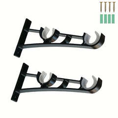 2pcs Aluminum Double Rod Curtain Bracket with Screws Heavy Duty Thickened Alloy