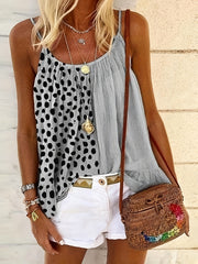  Colorblock Polka Dot Print Cami Top