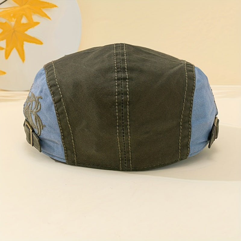 Flat Top Embroidered Duck Tongue Hat Skull Adjustable Flat Top Hat