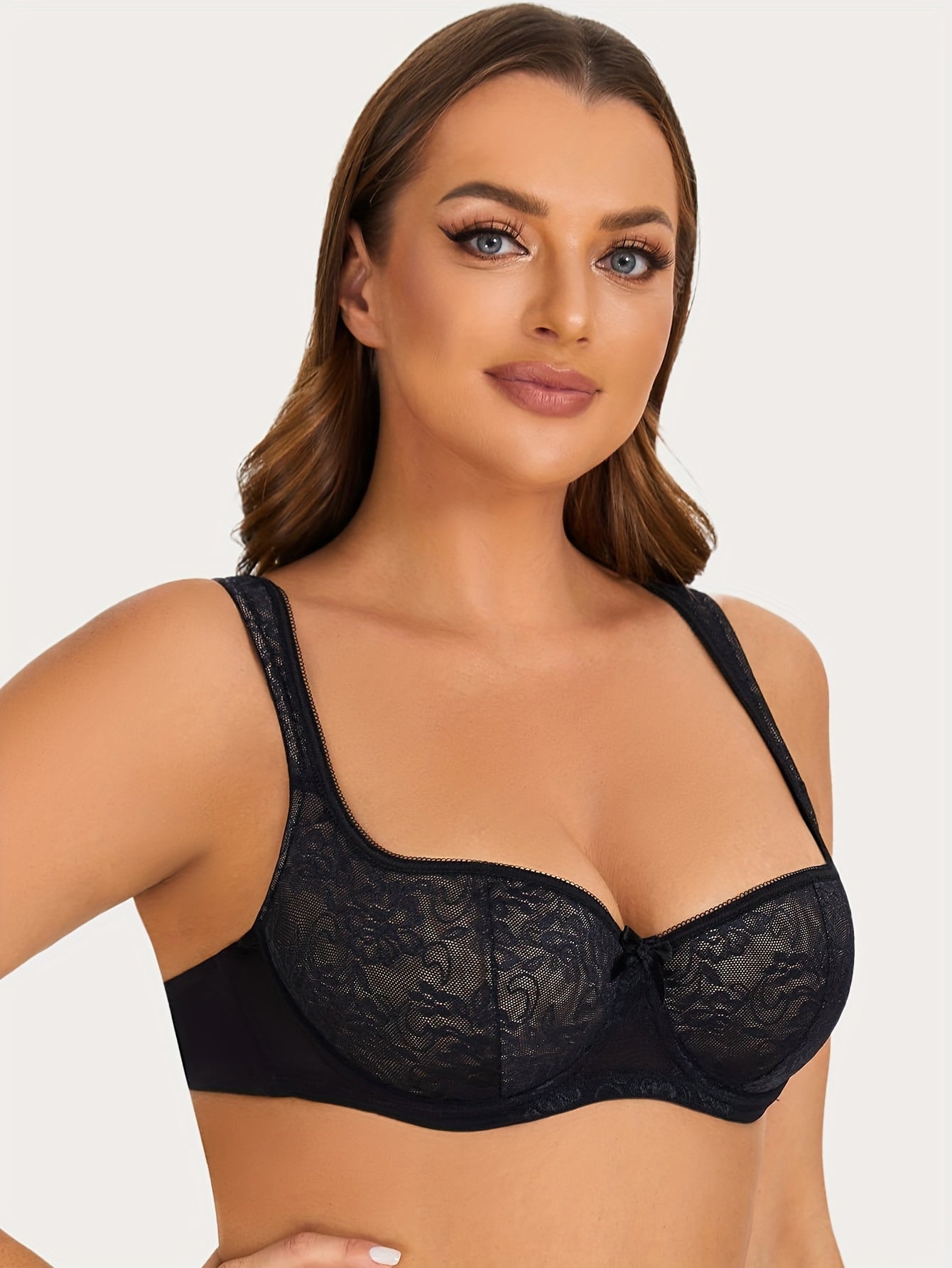  Floral Lace Underwire Balconette Bra