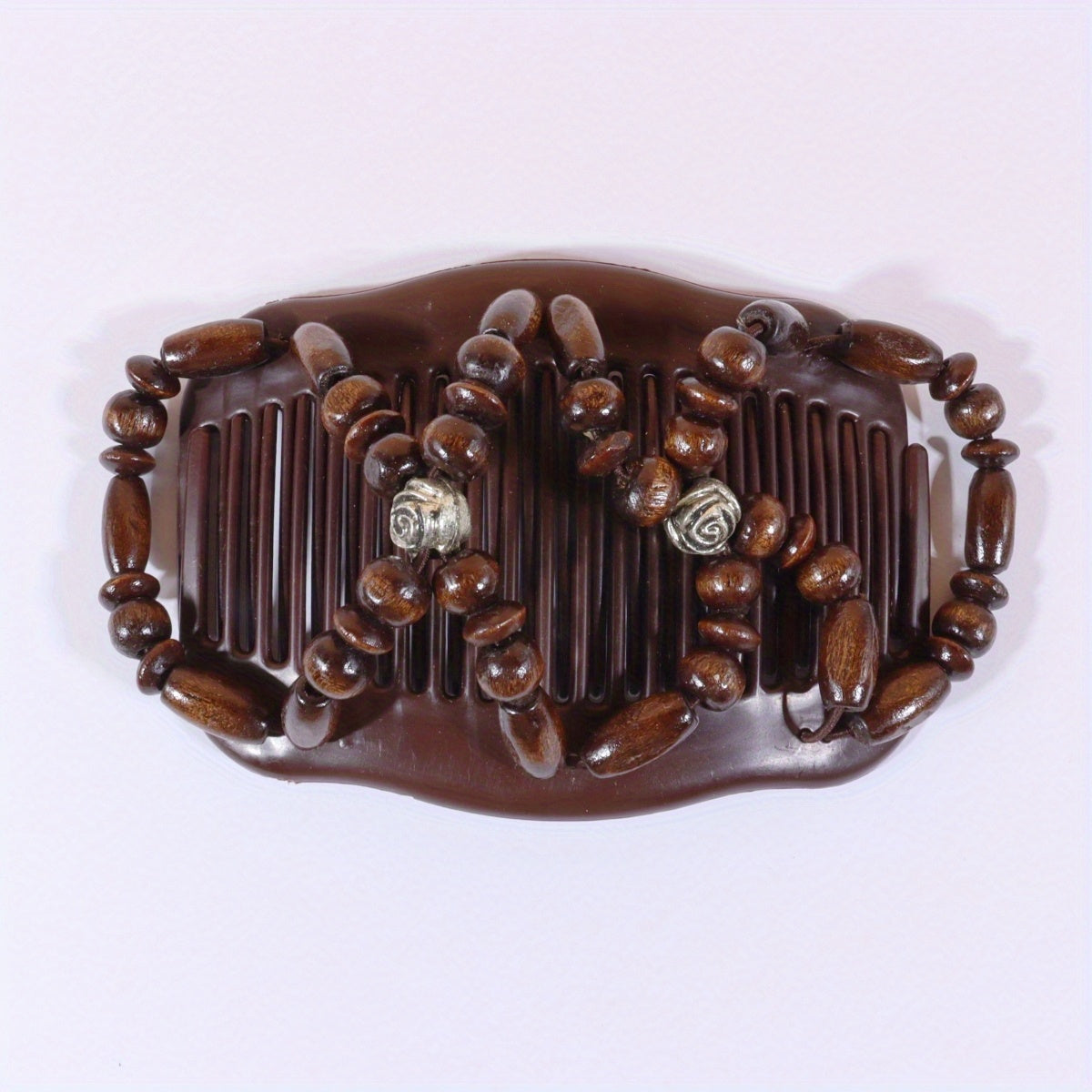 Boho Wooden Beaded Double Side Hair Comb
