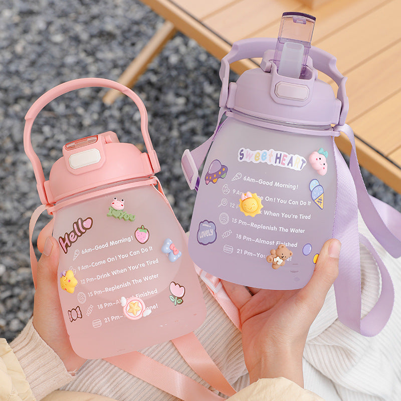 43oz Gradient Large Capacity Plastic Water Bottle for School