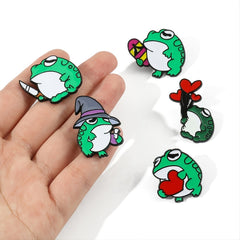 Cute Frog Metal Oil Drip Brooch for Kids