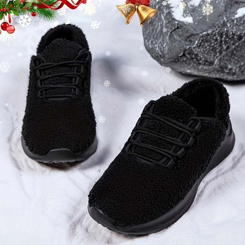 Plush Lined Fuzzy Soft Running Shoes Lightweight Fall Winter Non Slip Sneakers