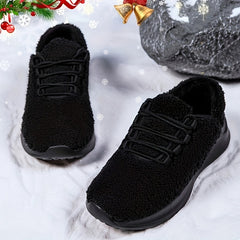 Plush Lined Fuzzy Soft Running Shoes Lightweight Fall Winter Non Slip Sneakers